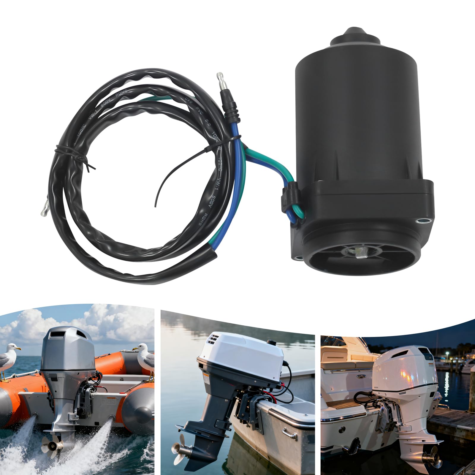 Motor inclinable, 260 W, 12 V, negro, para motor de 75-300 CV