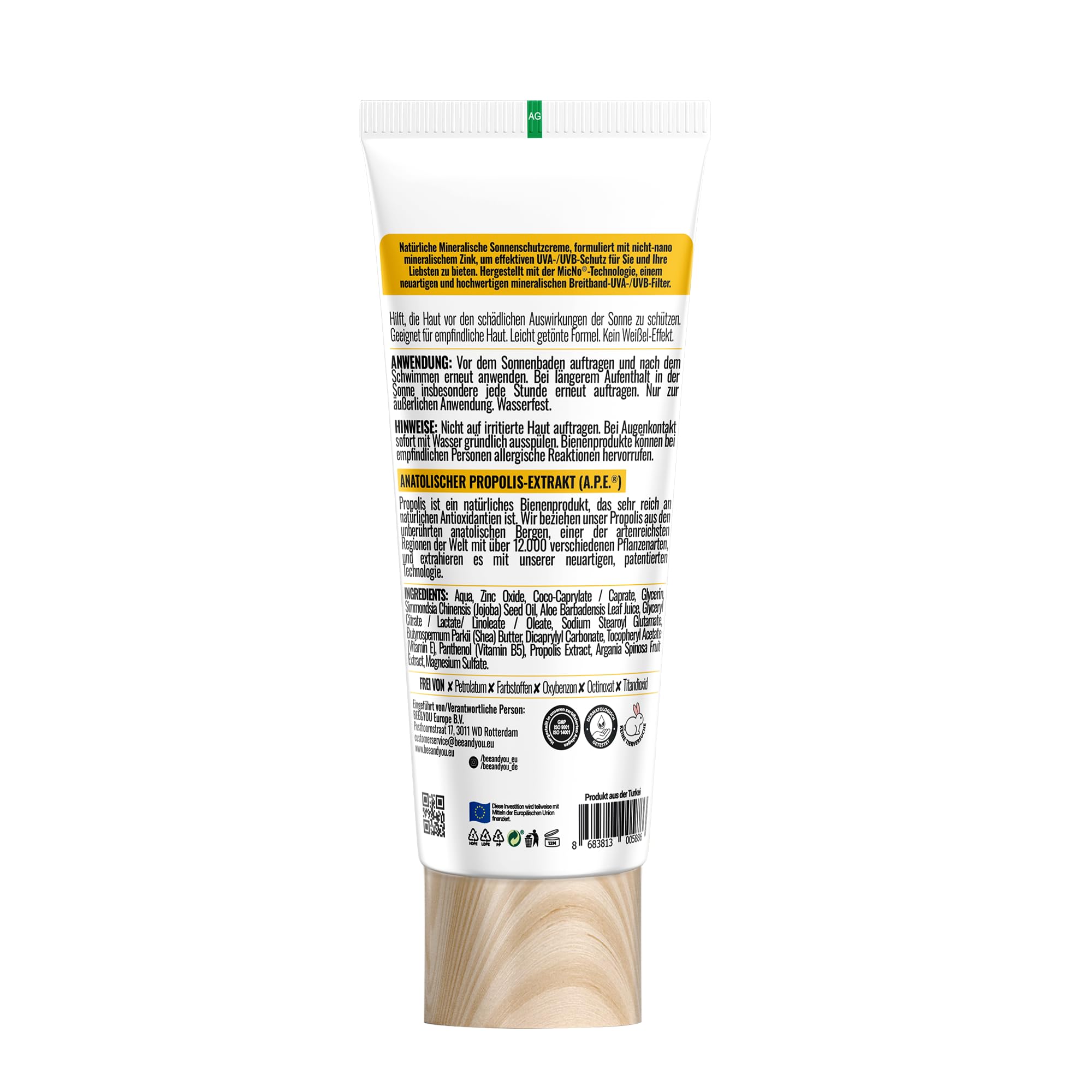 Bee and You Wasserfeste und nicht fettende 100 % natürliche mineralische Sonnencreme… – Ansicht 2