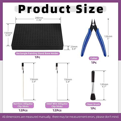 Miniatura 10 de Swpeet 35 piezas profesional de rotación de 360 grados, soporte de base de pintura y herramienta de construcción de modelo básico con pintura de
