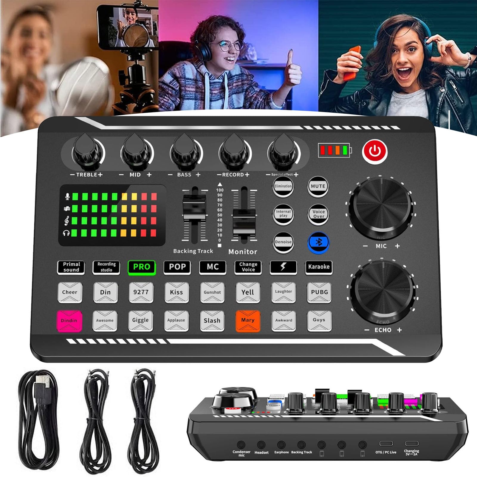 Dj Machine Computer Live Sound Card with Dj Mixer Effects & Voice Changer, Sound Mixer ...