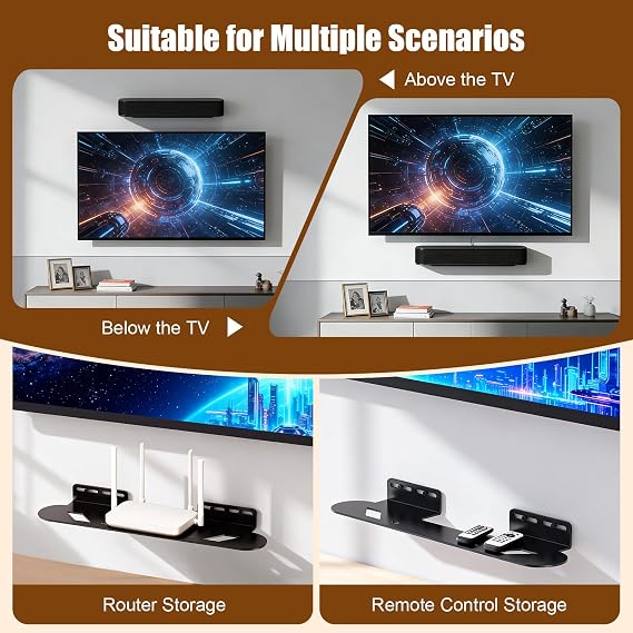 Soundbar Mount Compatible for Sonos Beam Wall Mount | Heavy Duty Wall Bracket Mount for Sonos Beam Gen 1 & Gen 2 Mounting Bracket Under TV Space Saving, with Hardware kit, Black