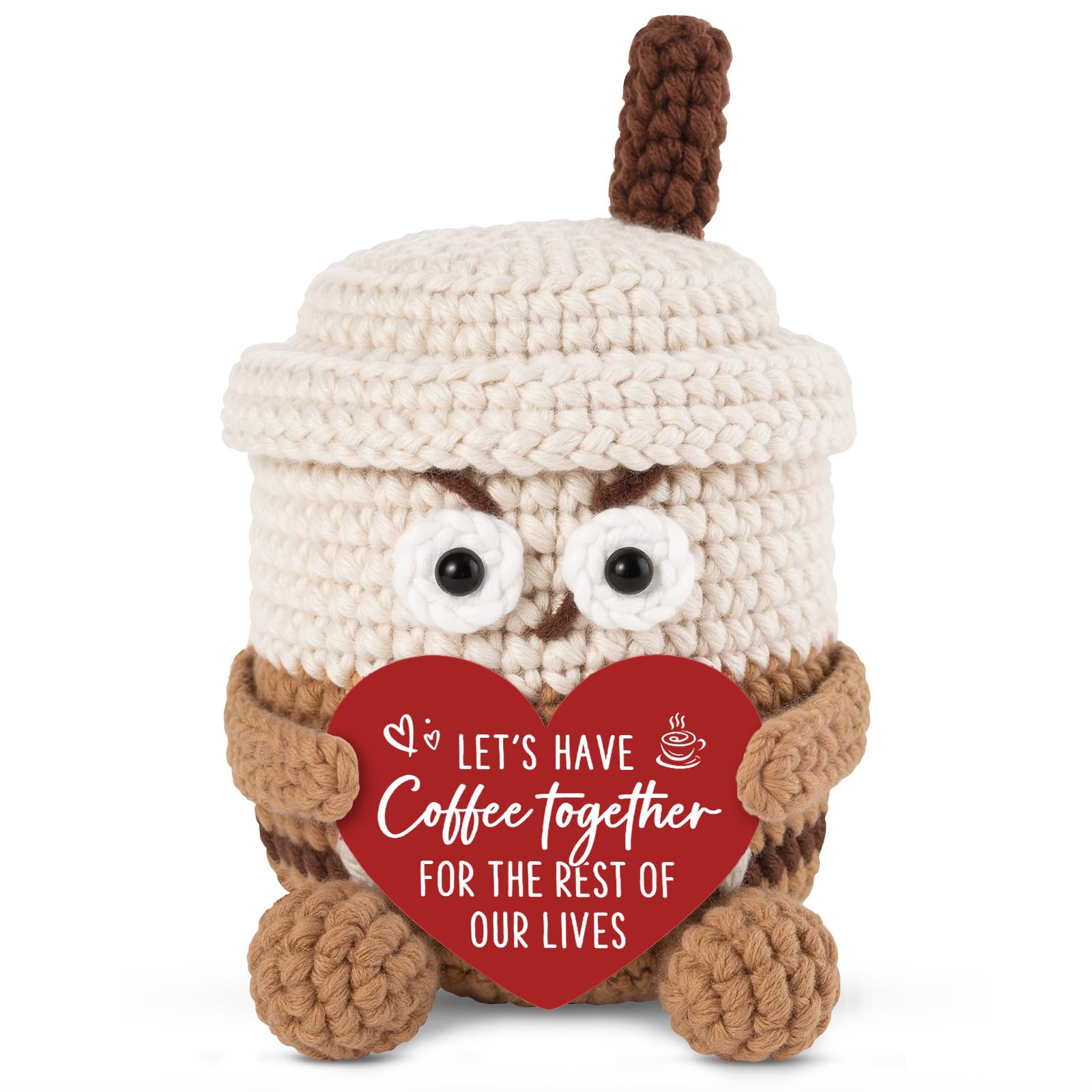 GoMelley Birthday Gifts for Him Her, Handmade Crochet Coffee Mug