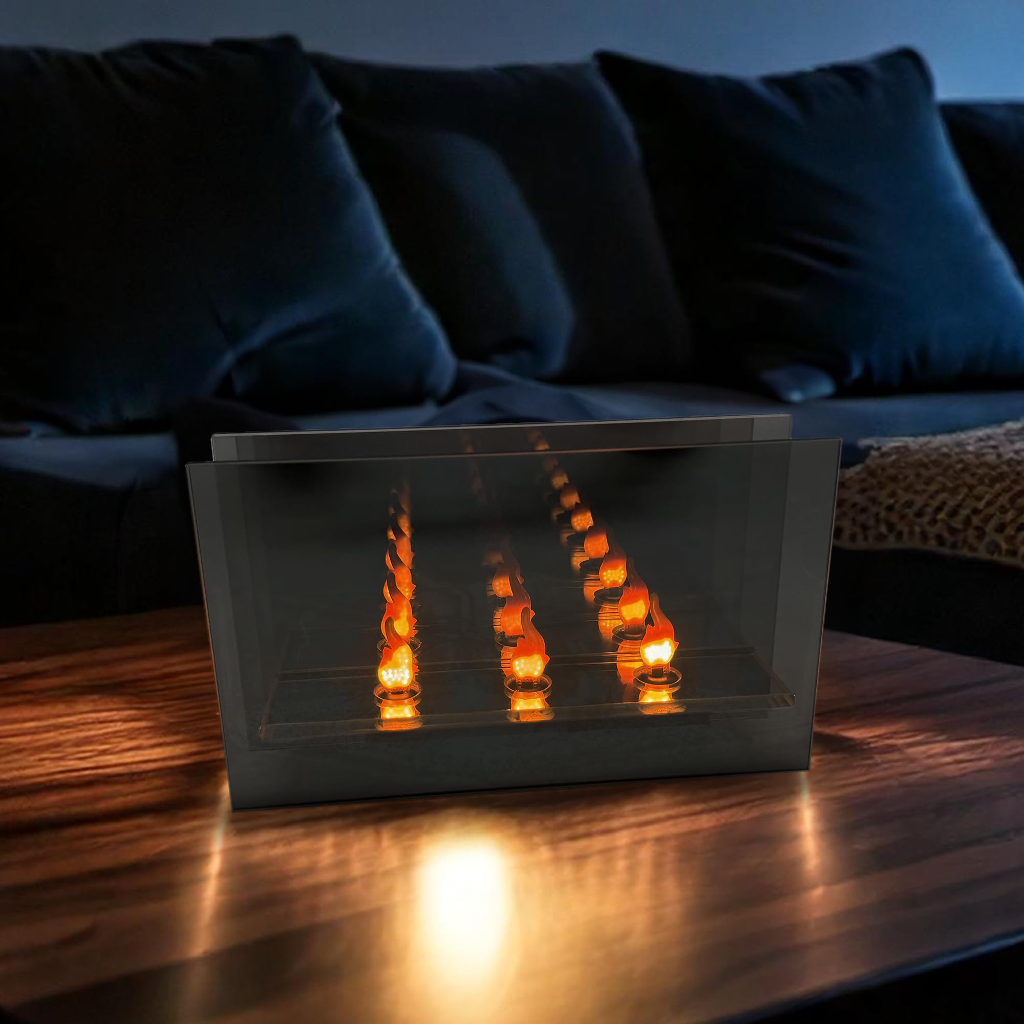 Cello Gleneagles Smoke Trio Infinity Flame LED USB Lamp, Modern LED Desk Lamp, Night Light
