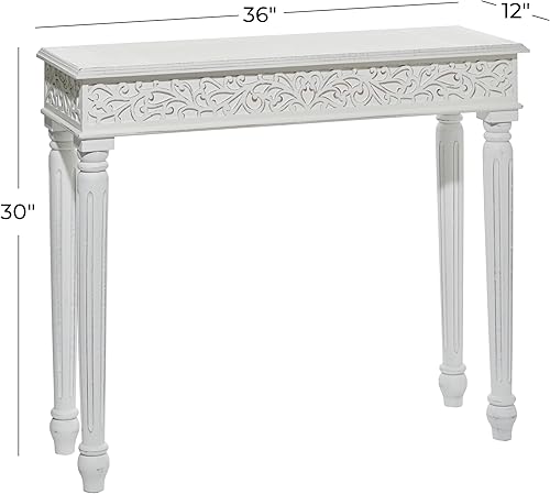 Miniatura 3 de Deco 79 Mesa consola de madera estilo granja, tamaño grande, color blanco