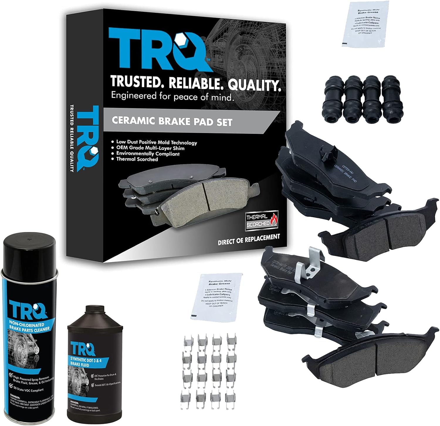 TRQ Front Brake Pad & Rotor Kit Brake Chemical Kit Brake Pads Brake Rotor Semi-Metallic Compatible with 2000-2004 Ford Focus