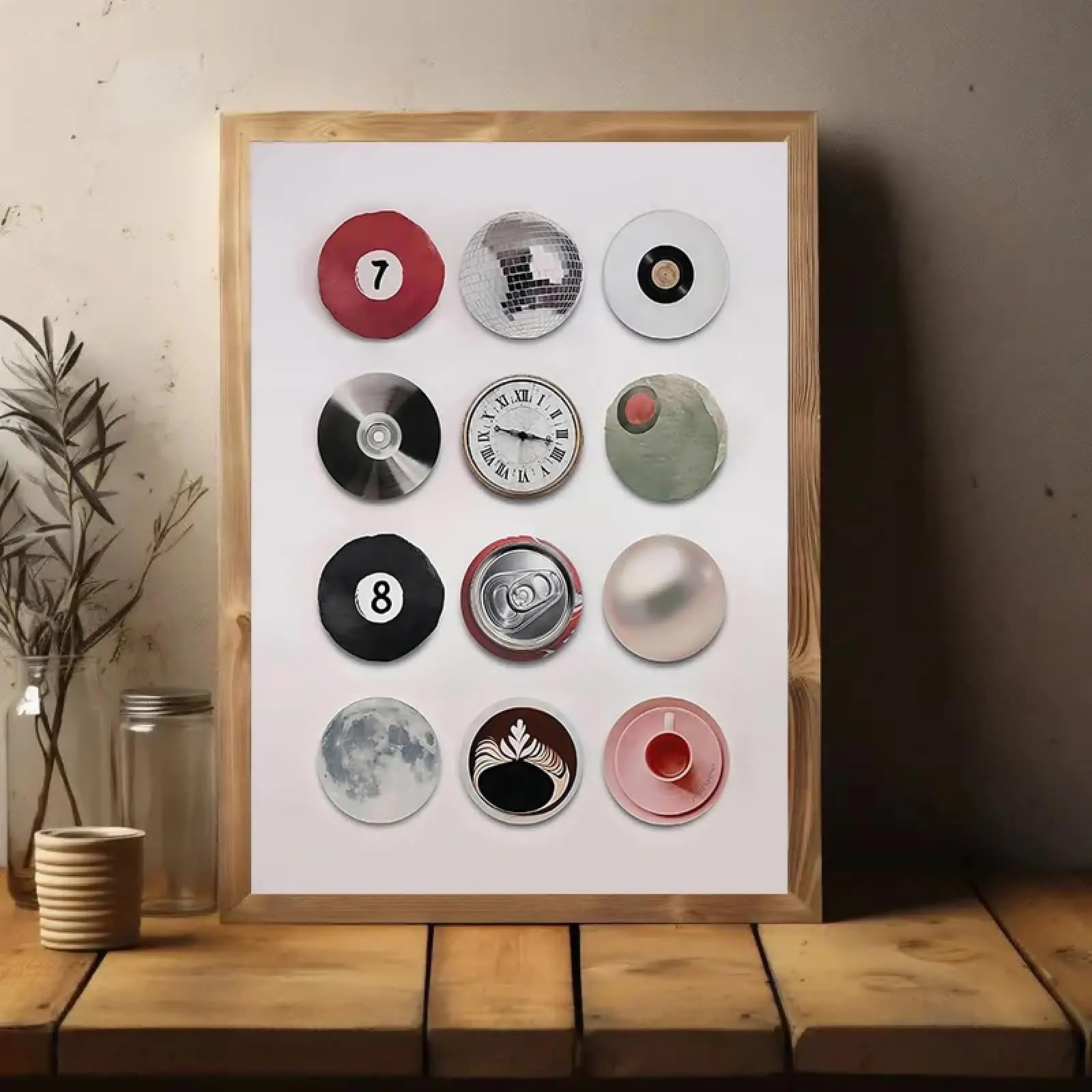 CAOXTART Lucky 8 Ball Vintage Plakat Modny Retro Płyta Winylowa Dekoracja Ścienna, Lucky 8 Ball Unikalne wydruki na płótnie, dekoracja domu, obraz na ramie 40x60 cm
