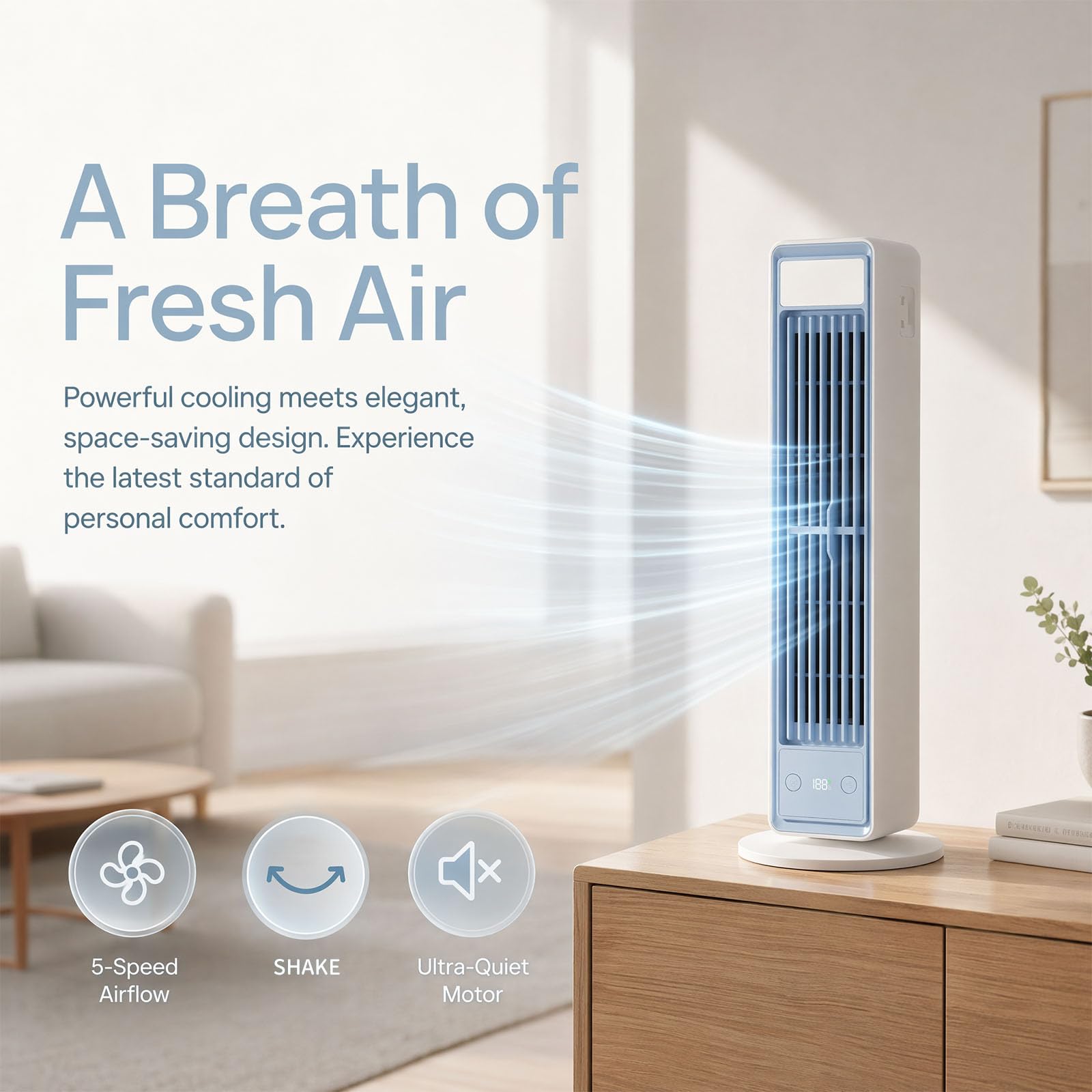 BreezaMax Air Kühlkönig, Airzuma Portable, Polar Breeze–BreezaMax Mini Cooling Ace, Leise & Energieeffizient, 3 Geschwindigkeiten, Bladeless Design, Perfekt für Büro, Schlafzimmer & Zuhause (Weiß)