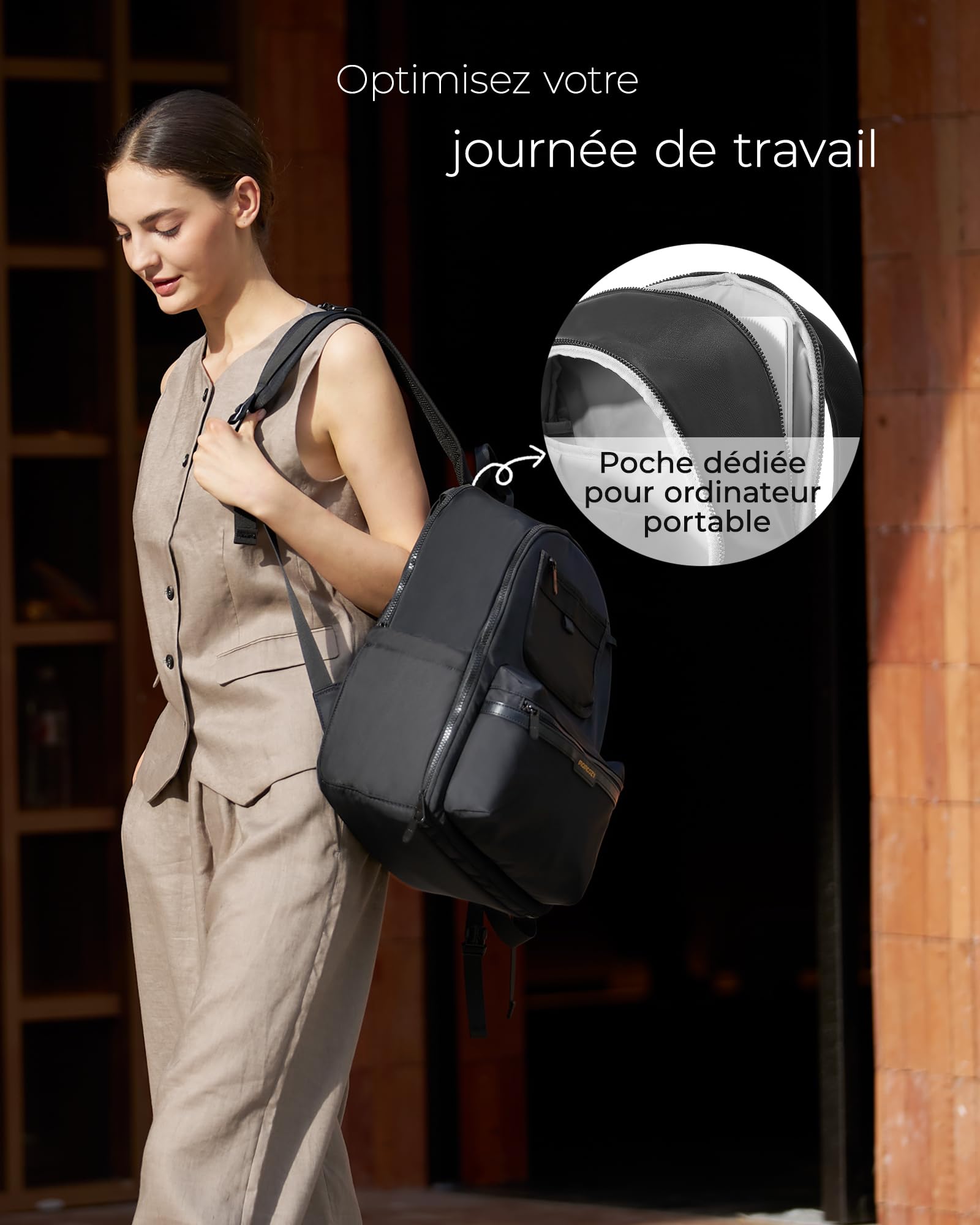 momcozy Sac à Langer Bébé à Dos – Nylon Premium, Léger et Élégant, Grandes Poches de Rangement, Ergonomique pour des Sorties Faciles – Tapis à Langer, Sangles Poussette, Étui Tétine, Essentiel Voyage