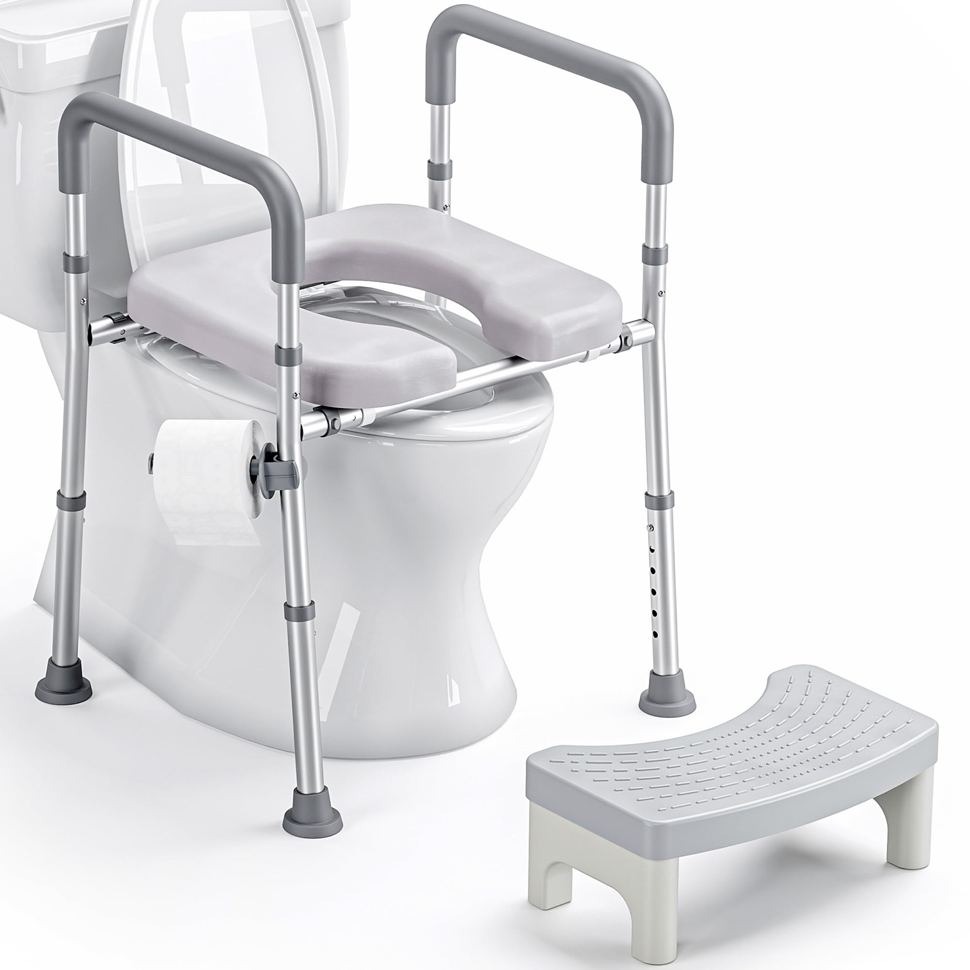 Rialzo per WC Anziani LITTNEO con Maniglie - Altezza e Larghezza Regolabili - Elevatore per Water con Pedana per Anziani, Donne in Gravidanza e Persone con Disabilità