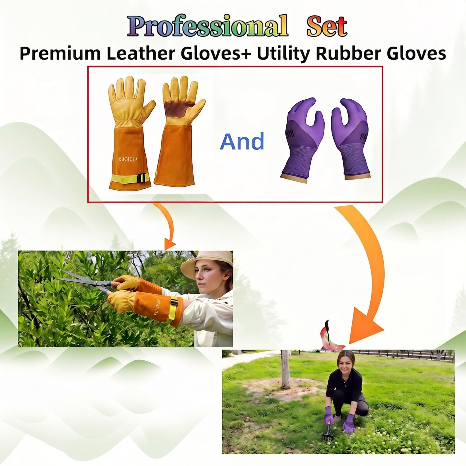 Langärmelige Quilt-Gartenhandschuhe für Damen/Herren, Rindsleder, Gartenhandschuhe, strapazierfähig für Damen, Gelb, Größe S