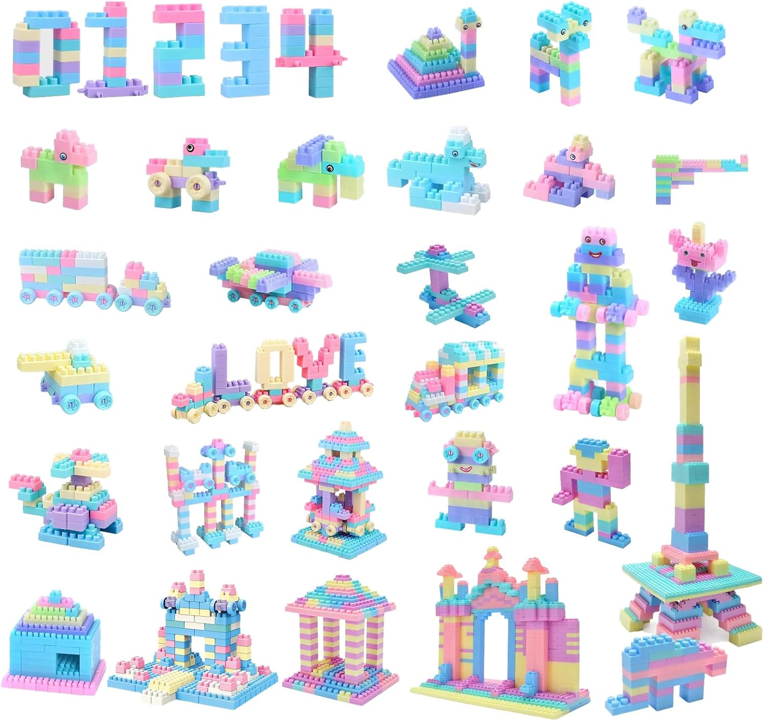 2026 Latest 200PCS Macaron Building Blocks for Toddlers Ages 3+, Big Bricks Set with Baseplate, STEM Educational Toys for Kids, Compatible Style 200psc+1board Macaron