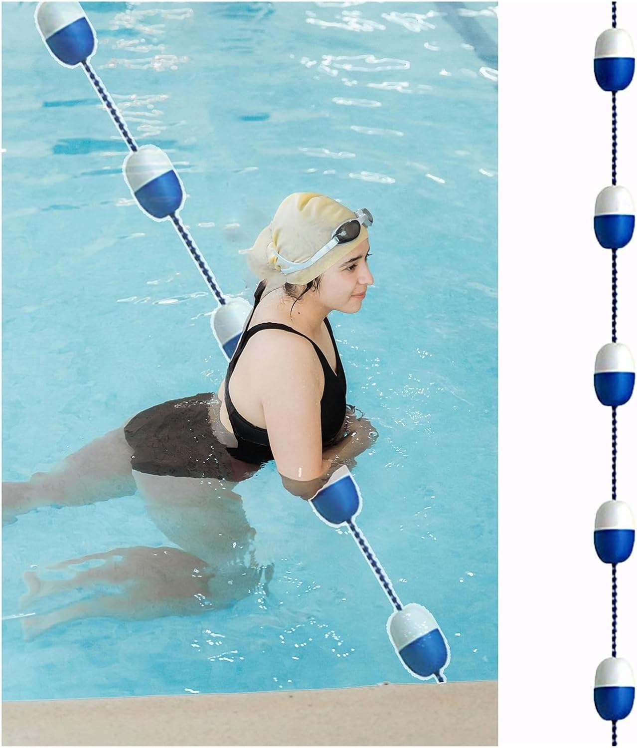 Crochet de sécurité pour piscine avec kit de séparation de ligne de 19m et acier inoxydable