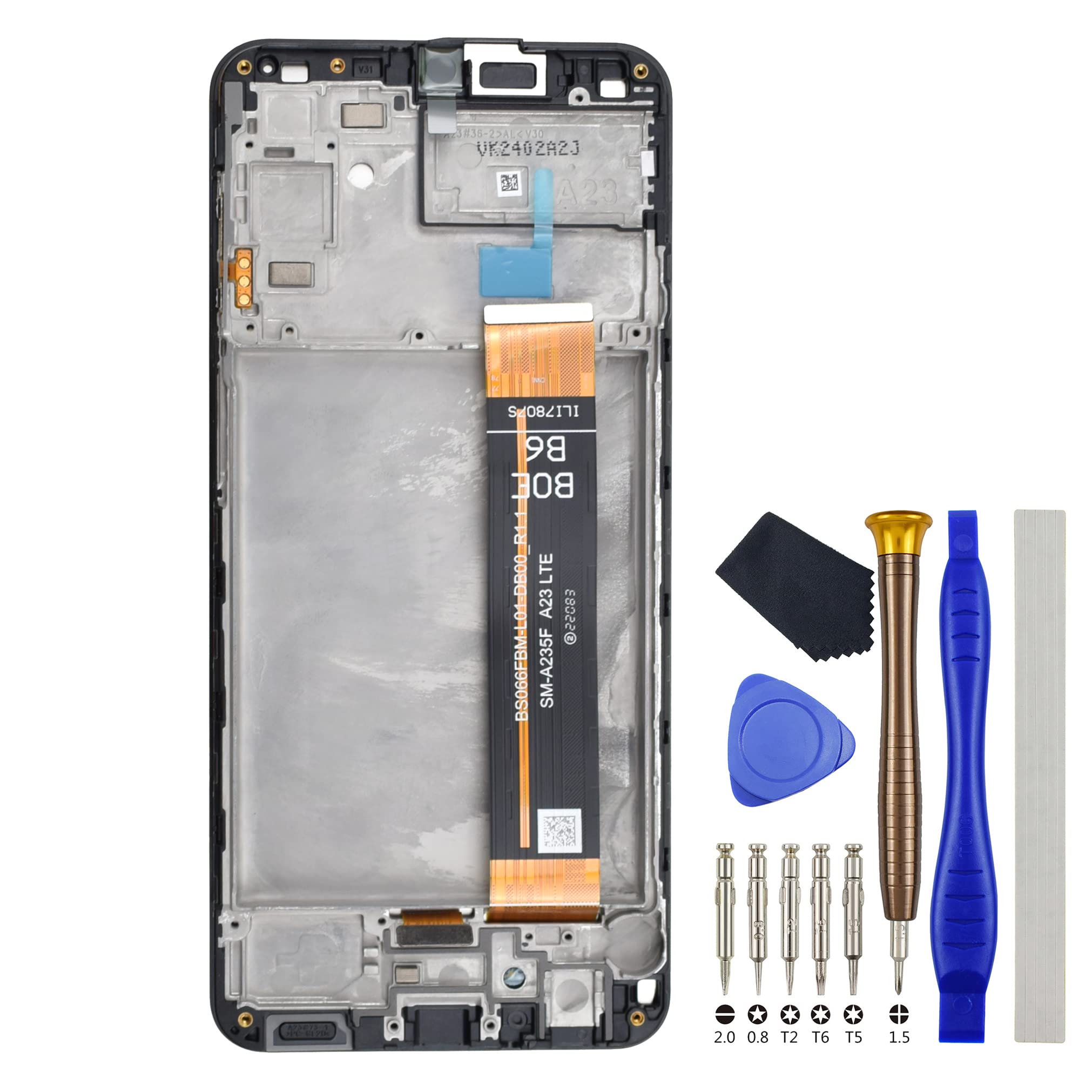 LCD Touch Display Complete Screen Replacement for Samsung Galaxy A23 SM-A235F with Screen Frame Black 6.6" Including Tool Kit