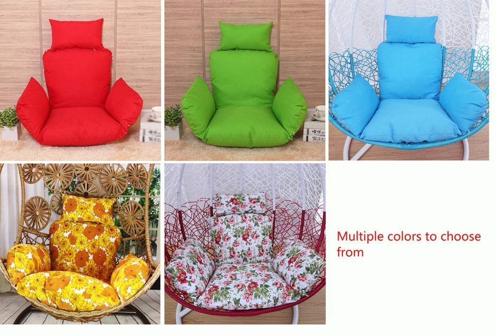 Cuscino per Sedia a Dondolo in Rattan Appeso per Giardino, Patio, Cuscino e Copertura per Sedia a Uovo all'aperto, Bianco (Colore: Blu) (Senza Sedia)