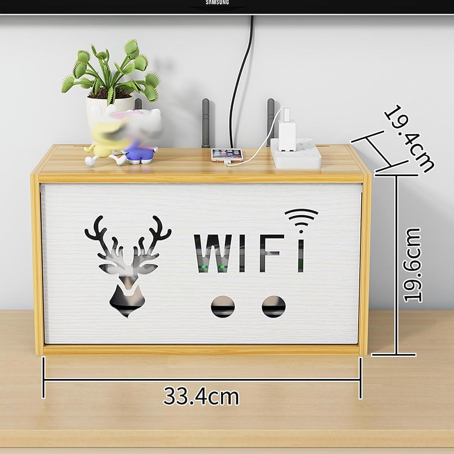 Catekro Routeur WiFi Boîte de Rangement, Étagères Flottantes, TV Rack Top Rack Mural Multicouche Rangement Rangement Étagère, Meuble TV Étagères Murales (Marron-bois-OA271)