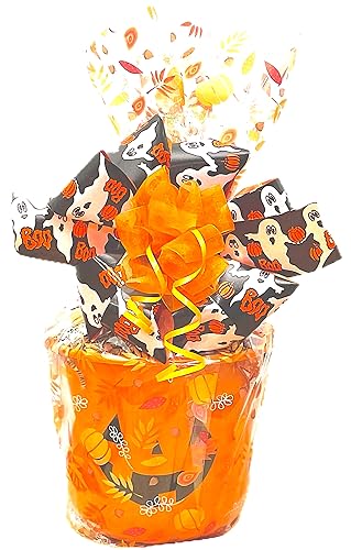 Miniatura 2 de Cesta de regalo de calabaza de Halloween de 23 piezas. Hecho a mano con tus chocolates, galletas y dulces favoritos. Perfecto para niños, adultos,