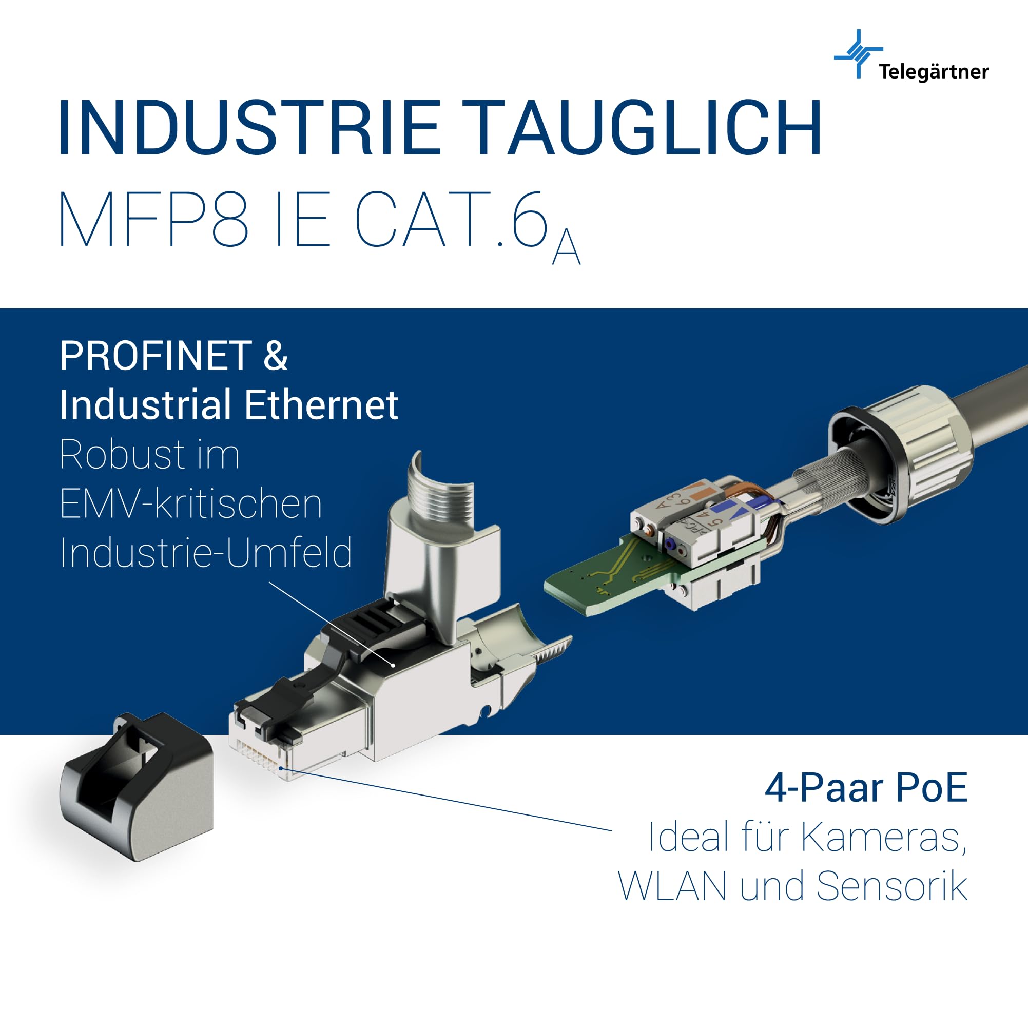 Telegärtner J00026A2001 Connecteur RJ45 CAT.6A MFP8 T568B - Noir Argent