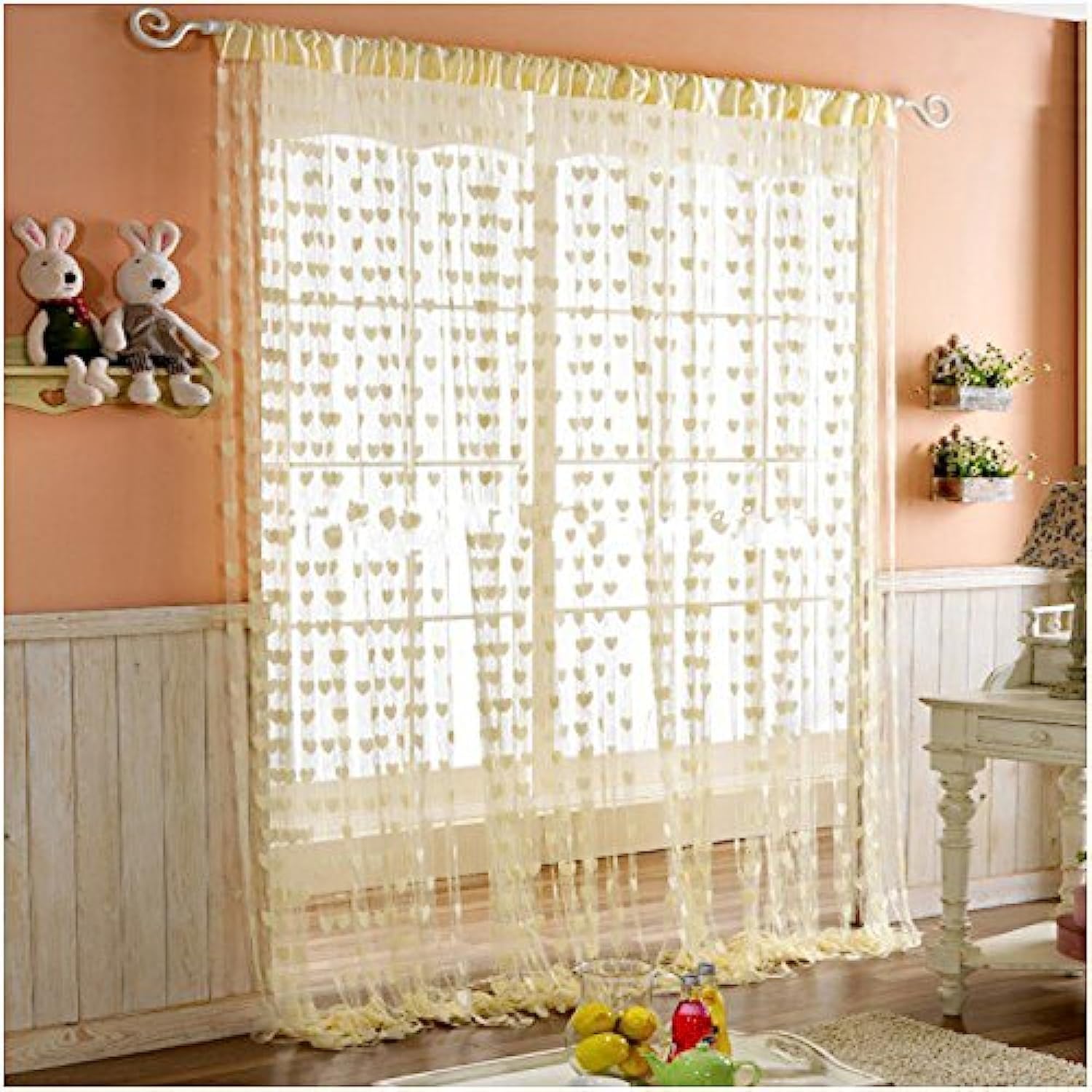 Pindia 6 feet 1 PC Cream String Net Heart Design Door Window Curtain (B01CFTZLBG) Amazon Price History, Amazon Price Tracker