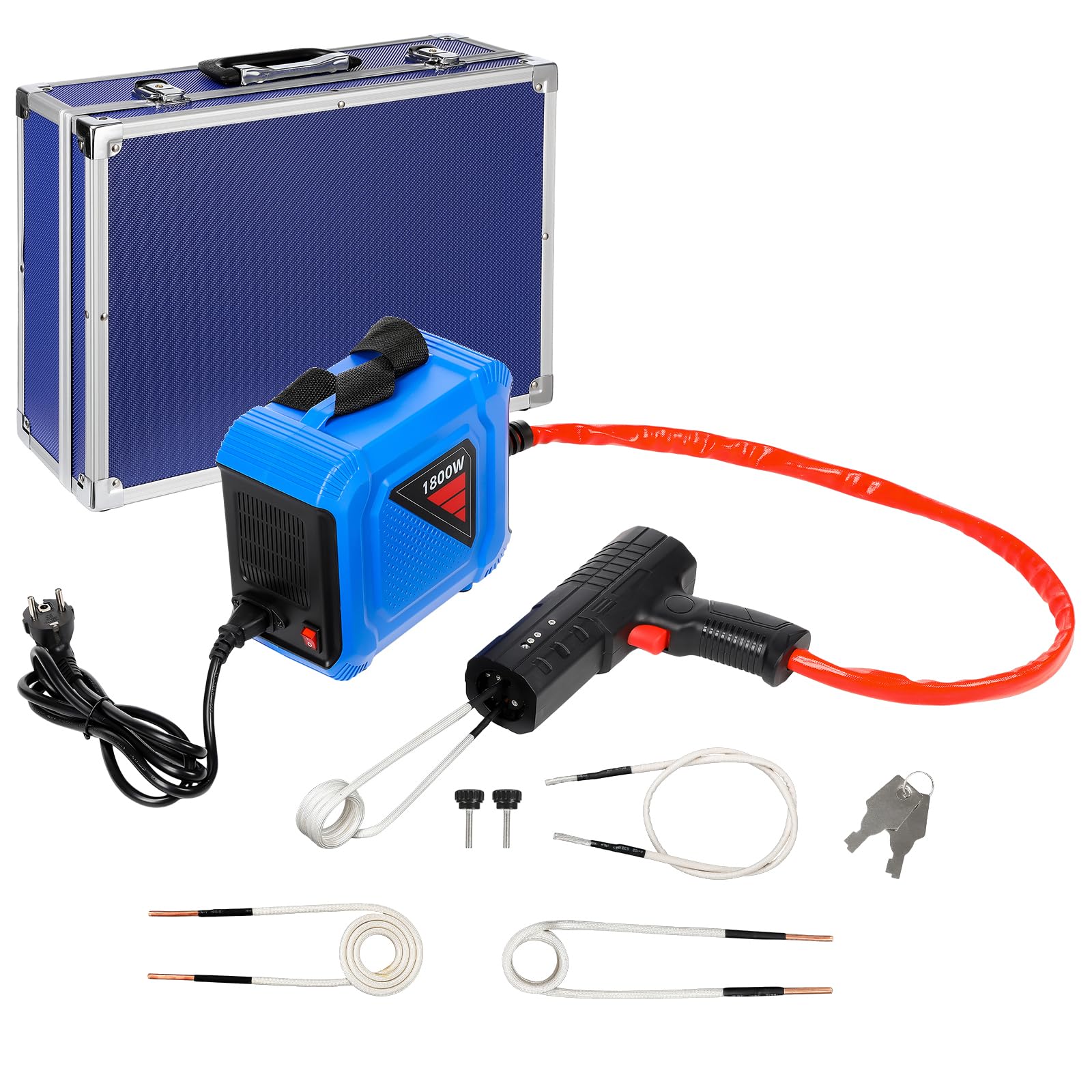 Induktionsheizgerät 1800W 800℃, Flammenloser Induktionsheizer Schraubenlöser mit 4 Heizspulen, Tragbares Magnetisches Induktionsheizgerät zum Lösen von Bolzen und Muttern, für PKW SUV LKW Werkstatt