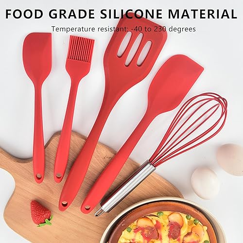 Miniatura 7 de NileHome Paquete de 4 espátulas de silicona y batidor de utensilios de cocina con cepillo de silicona, resistente al calor, espátula de goma sin BPA