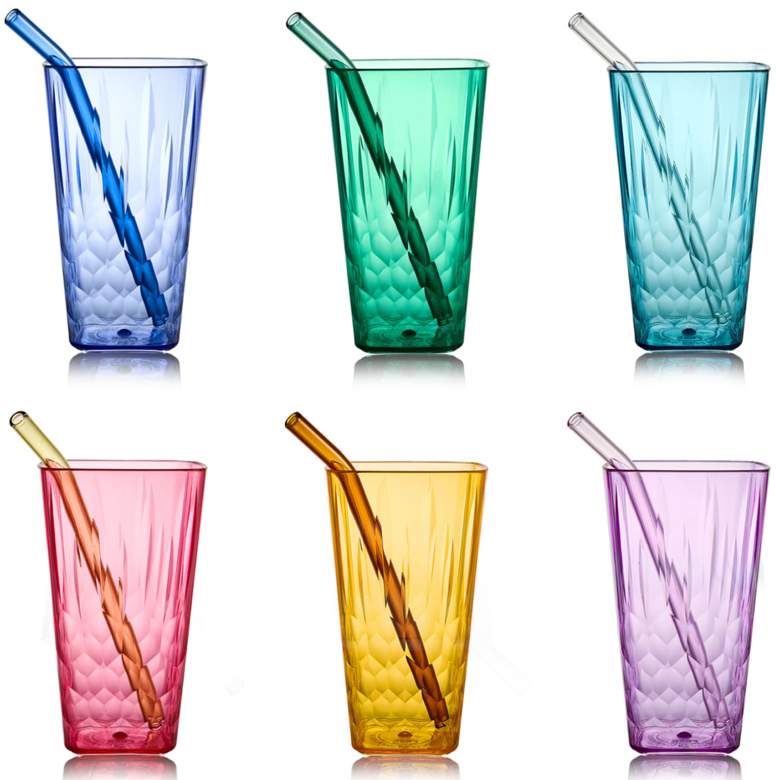 Superplanet Unbreakable Plastic Tumblers 20 Oz Party Cups, BPA Free Acrylic Glasses for Iced Tea, Juice, Cocktails (Set 