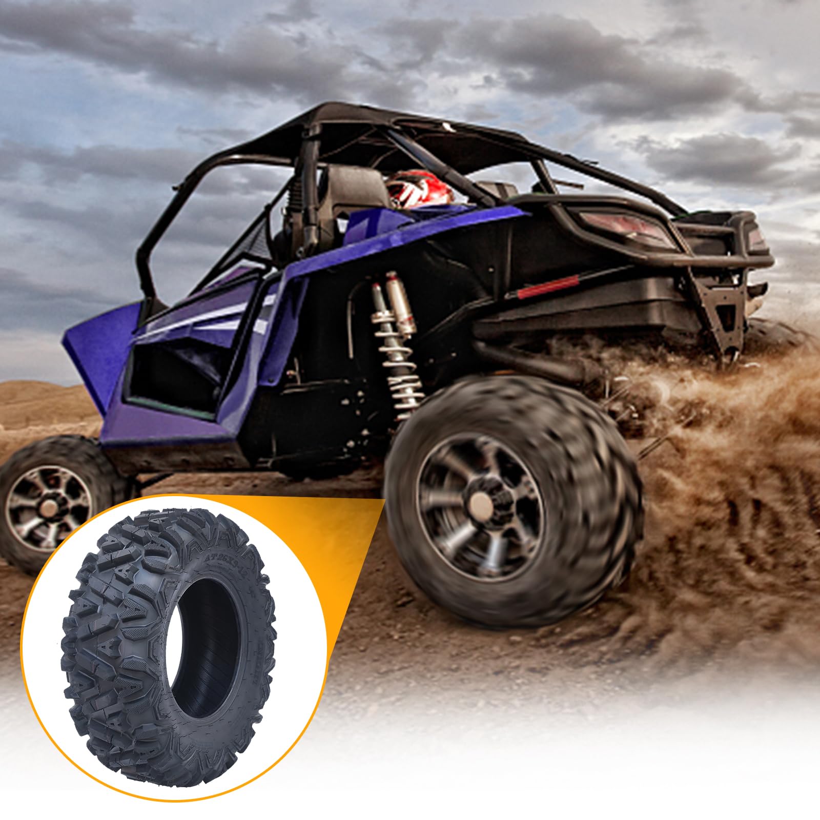 Garvee Lot De 2 Pneus ATV/UTV Tout-Terrain Robustes 6 Plis, Pneus Anti-Crevaison à Haute Adhérence, Tubeless, Idéal Pour Boue, Sable Et Sentiers