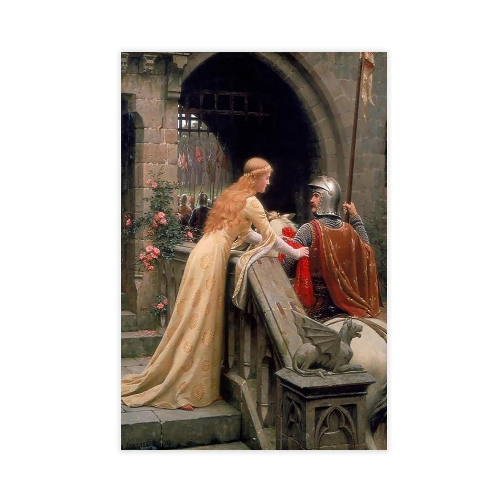HEYANM God Speed Fine Art Print by Edmund Blair Leighton Classic Pre Canvas Poster Bedroom Office Room Decor Gift Yellow Unframe 24x36inch