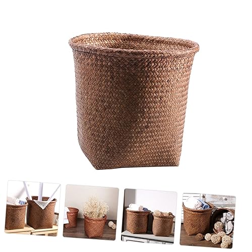 Miniatura 2 de Cesta de almacenamiento tejida de basura, cesta de almacenamiento grande, cestas de paja, cestas de paja, bote de basura para baño, cesta para