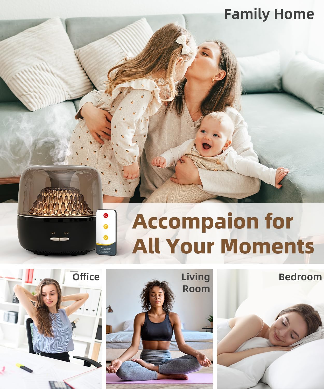 Small Essential Oil Diffuser for Home, Stylish Volcano Mountain View & Colorful Lighting, Aromatherapy Aroma Diffusers, Small Size for Personal Office Desk Bedroom Bathroom - Image 5