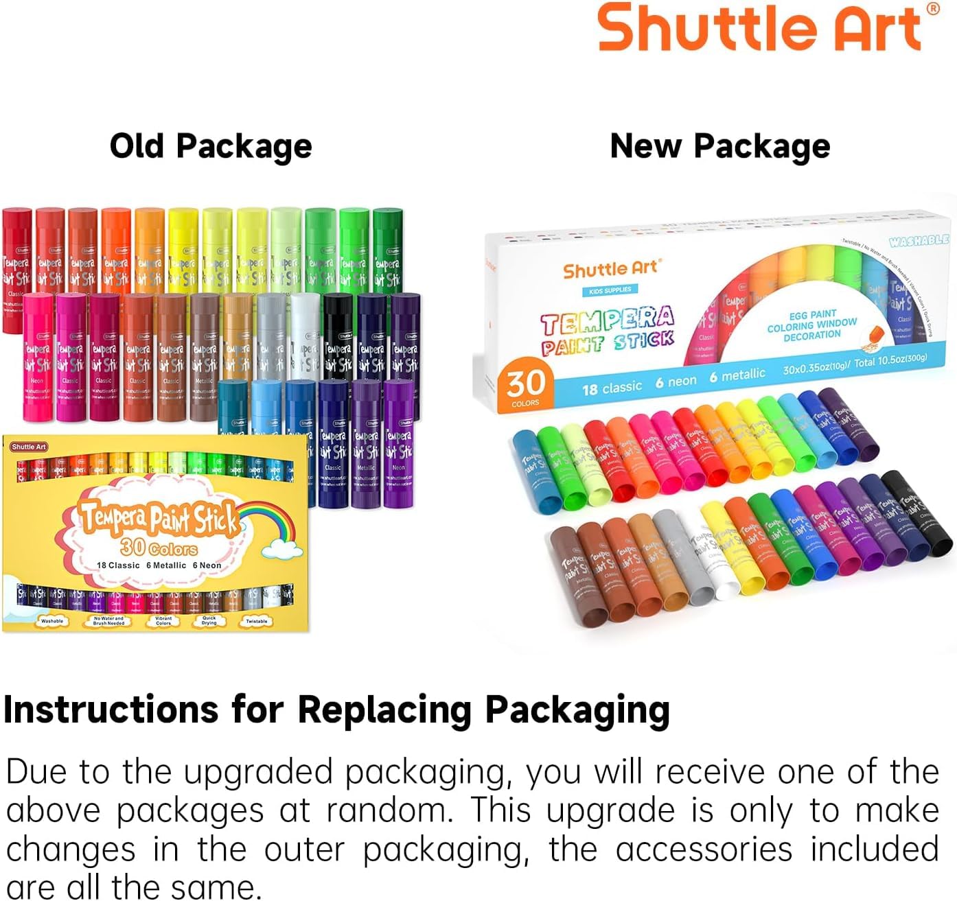 Shuttle Art Peinture Enfant, 30 Couleurs Vives, Stick de Peinture Gouache Non Toxique, Séchage Rapide, Idéal pour Papier Bois Céramique Toile, Kit Peinture Enfant pour Débutants et Artistes