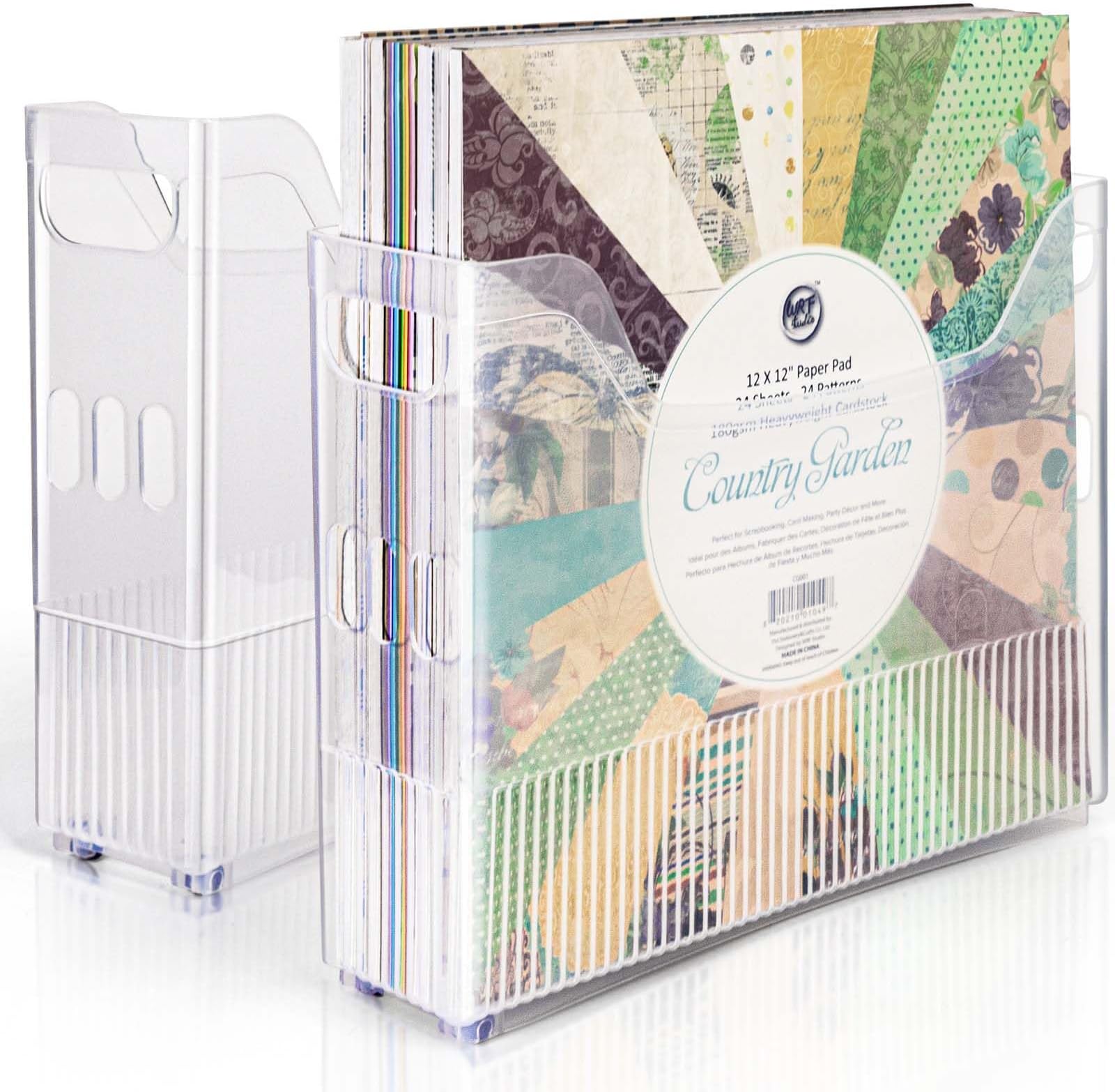 tutata 12x12 Paper Storage Organizer, Scrapbook Paper Storage Organizer, Scrapbook Storage Bin for 12" x 12" Paper- 2 PACK