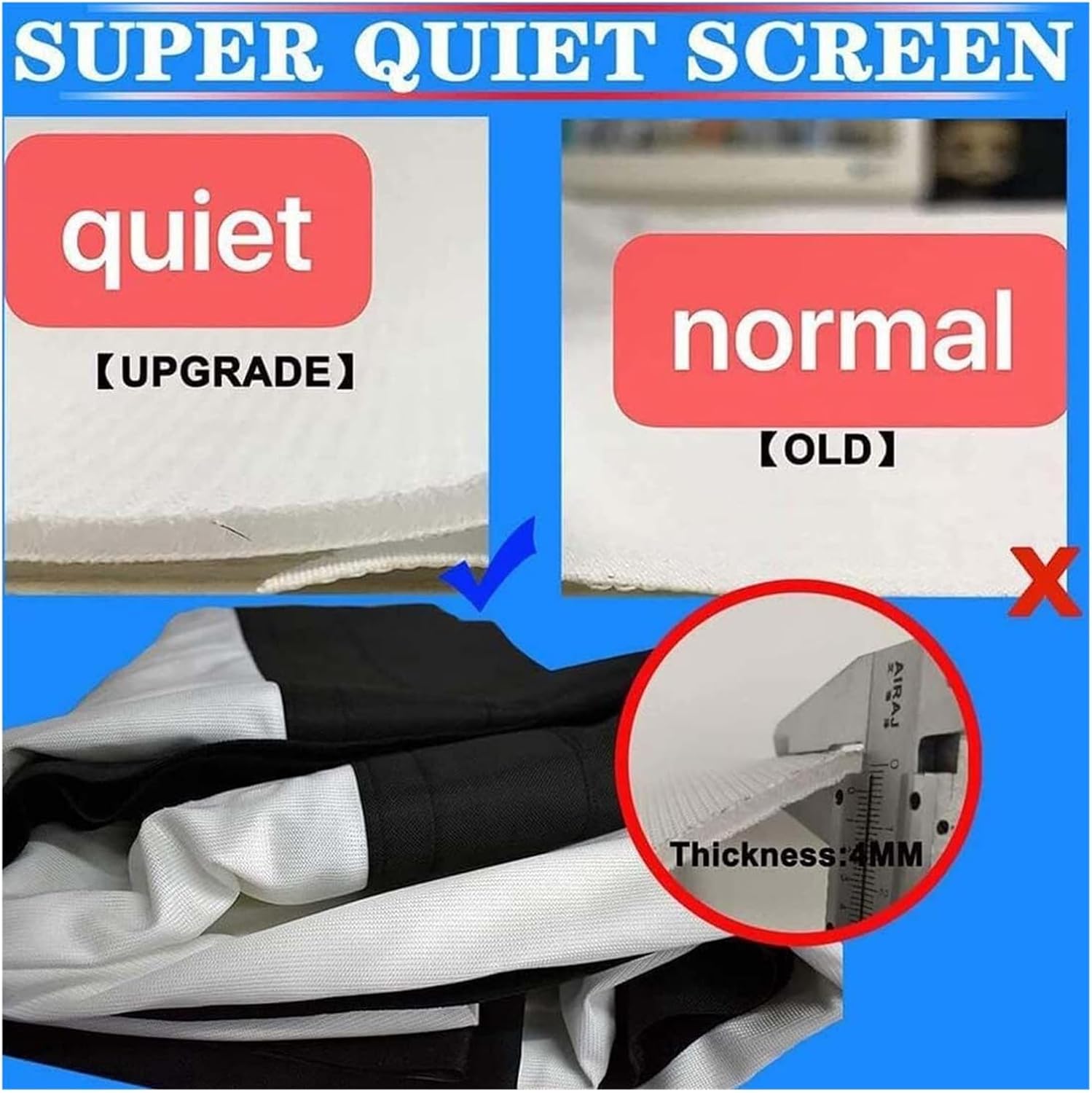 Indoor/Outdoor Golf Impact Screen- Thickened Sound Absorbing HD Projection Screen for Golf Simulator｜Portable Hitting Net｜Beginner Home Golf Training Aid (White)