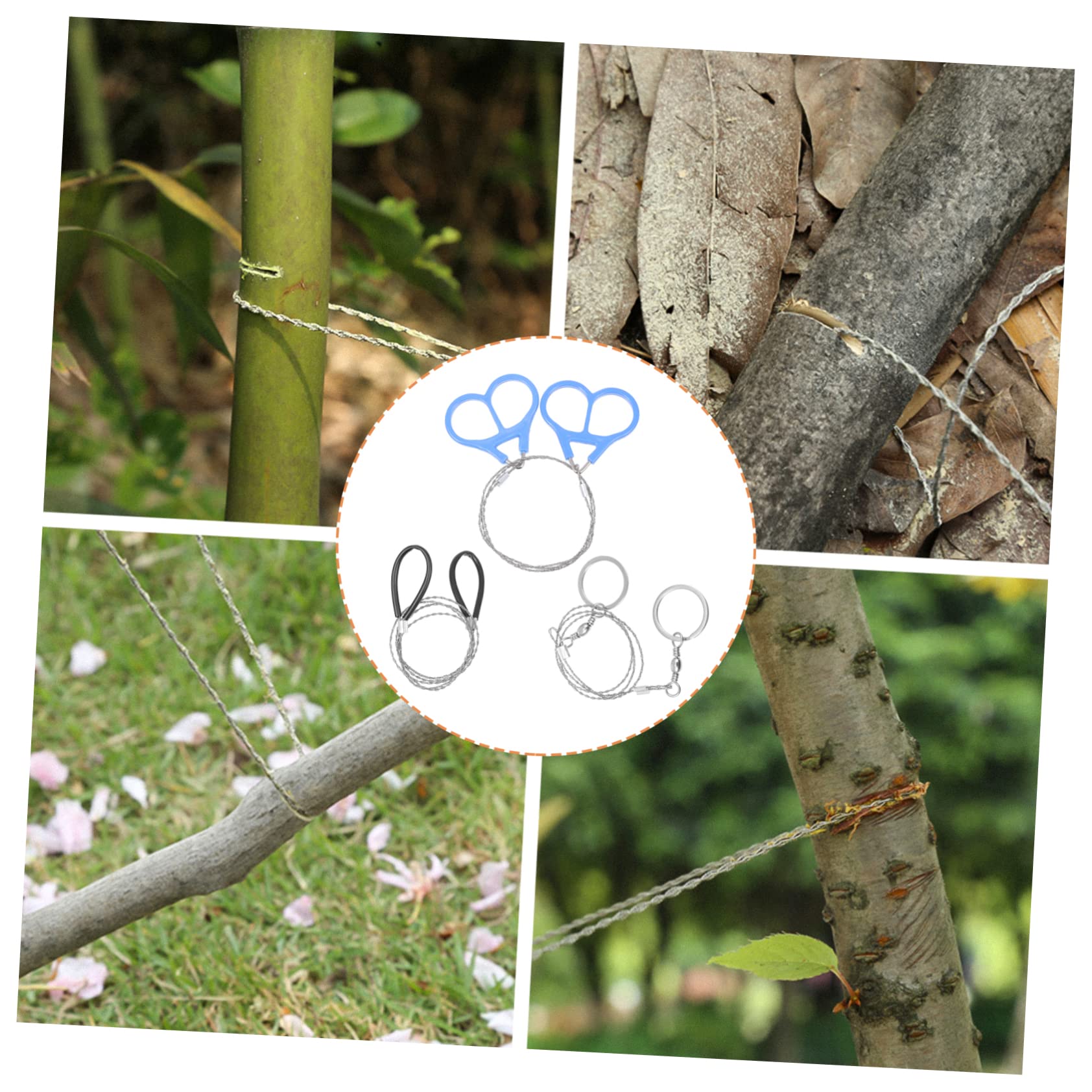 TOGEVAL 3pcs Outdoor Wire Saws Stainless Steel Handy Rope Hand Saws for Camping Hiking and Emergencies Portable Survival Gear Finger Handles for Easy Cutting