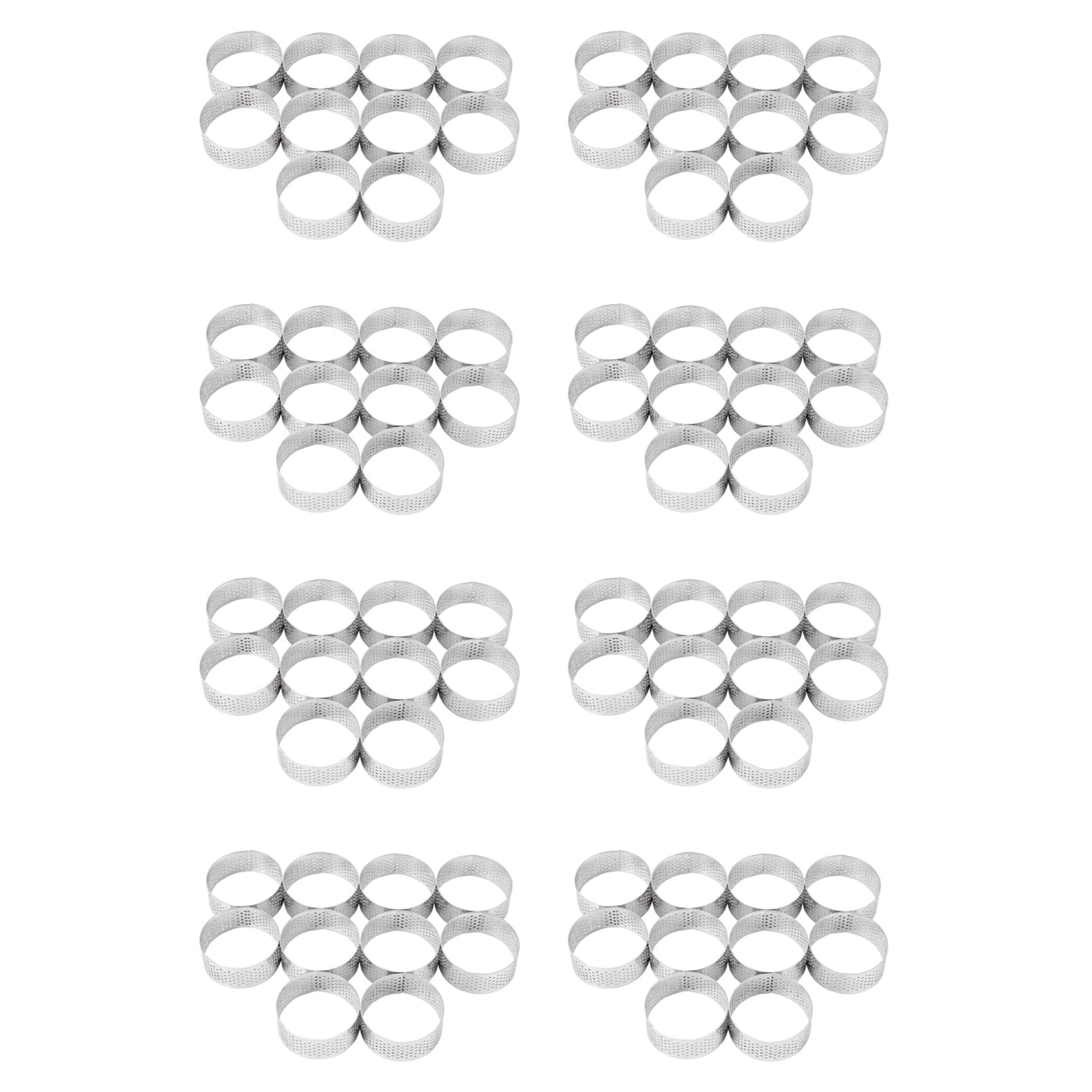 Hndhbfgrt 80 Pack 5cm Stainless Steel Tart Ring, Heat- Perforated Cake Mousse Ring, Round Ring Baking Tools