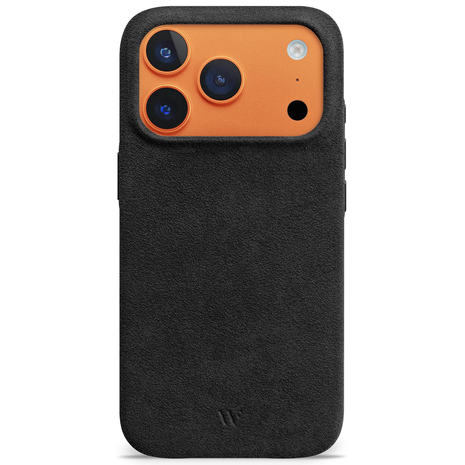 WIIUKA Hülle für iPhone 17 Pro, original Alcantara®, handgefertigt, 360° Schutz, extra schlank, Premium Handyhülle, Case, Qi, Leder-Alternative, skiin VL Alcantara®, Schwarz
