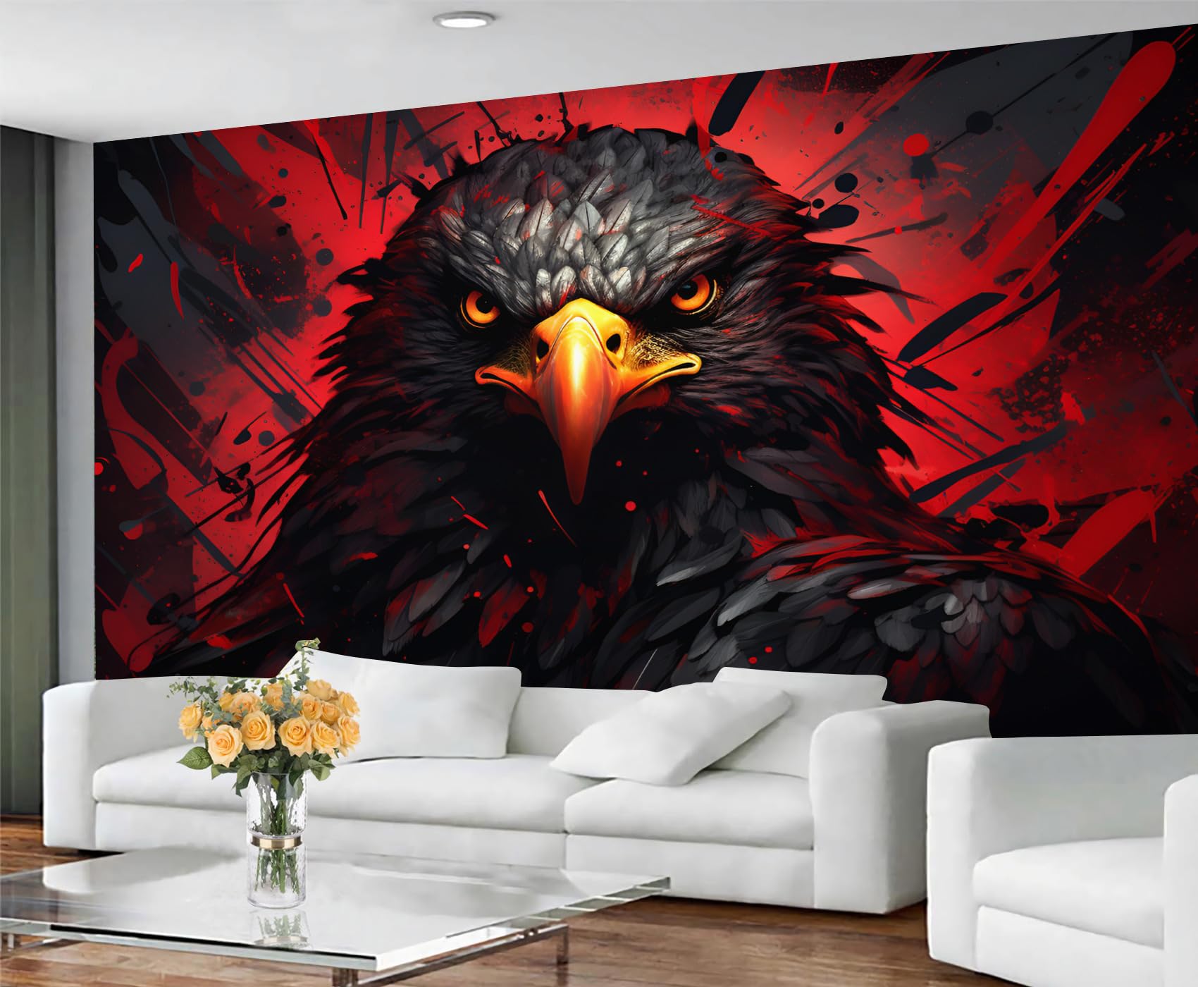 GIVLWF Wallpaper - Eagle Home Decor & Mural, Graffiti Bird Bedroom Wallpaper, Splash Animals Wall Paper for Living Room, Large Wall Mural (Not Self-Adhesive) — image 1