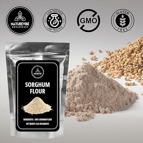 Miniatura 9 de Naturevibe Botanicals Harina de sorgo de 5 libras de calidad premium  Se utiliza para hornear y como espesante