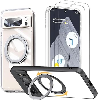 Magnetic Stand Case for Google Pixel 8 Pro, Clear