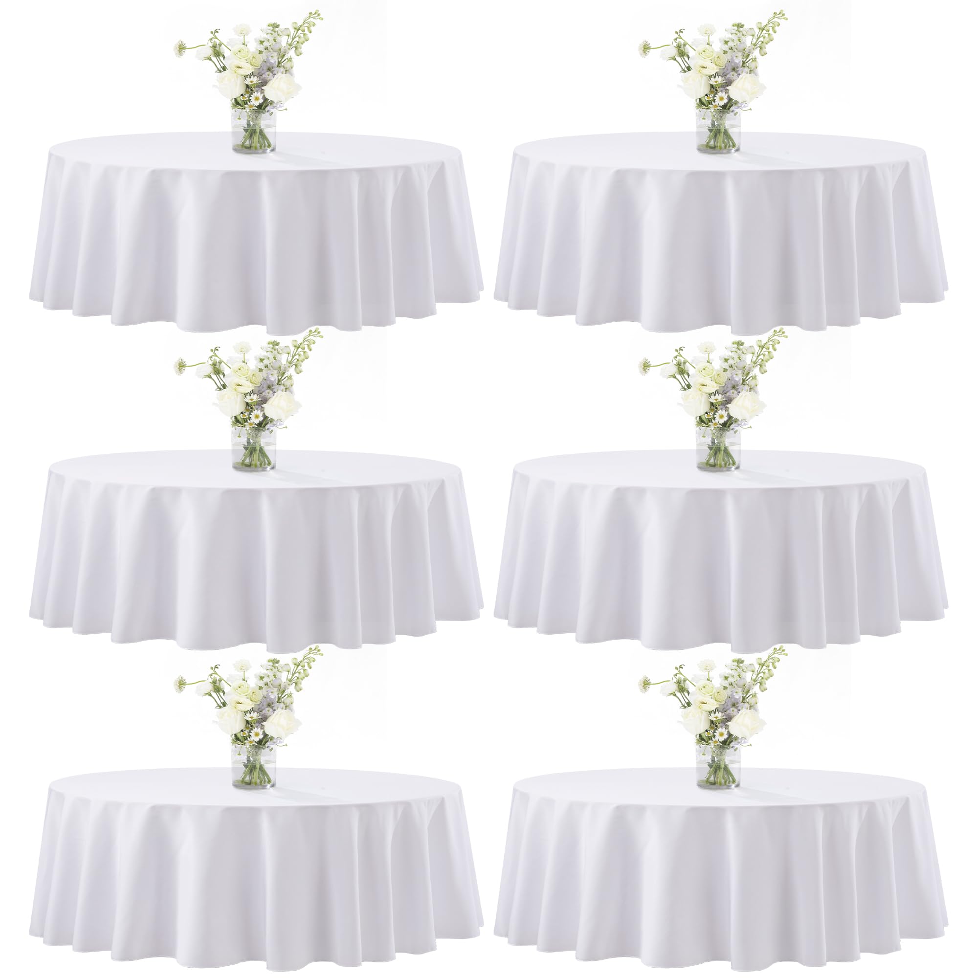 Photo 1 of joybest 60 Inch Round Tablecloths - White (6 Pack)