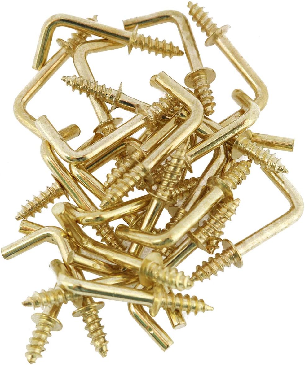 Eoutstanding RightAngle Screws Hook 50PCS 5/8 inch Golden