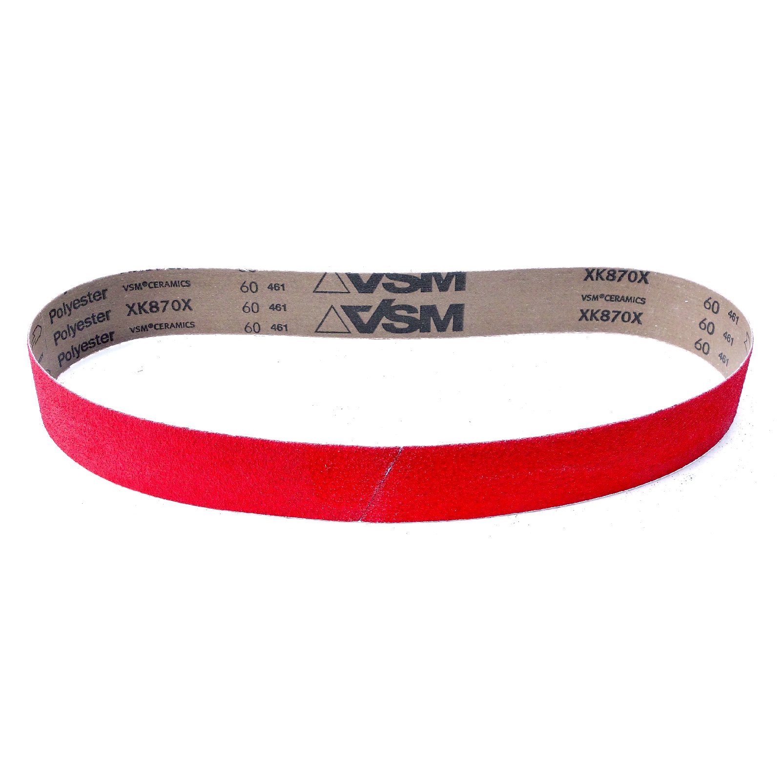 VSM Schleifband XK870X – 50 x 1020 mm – Körnung P40 – 5 Stück – aggressives Keramikkorn für Metall Edelstahl – reißfeste robuste Gewebeunterlage – wasserfest – Profi-Schleifbänder für Bandschleifer