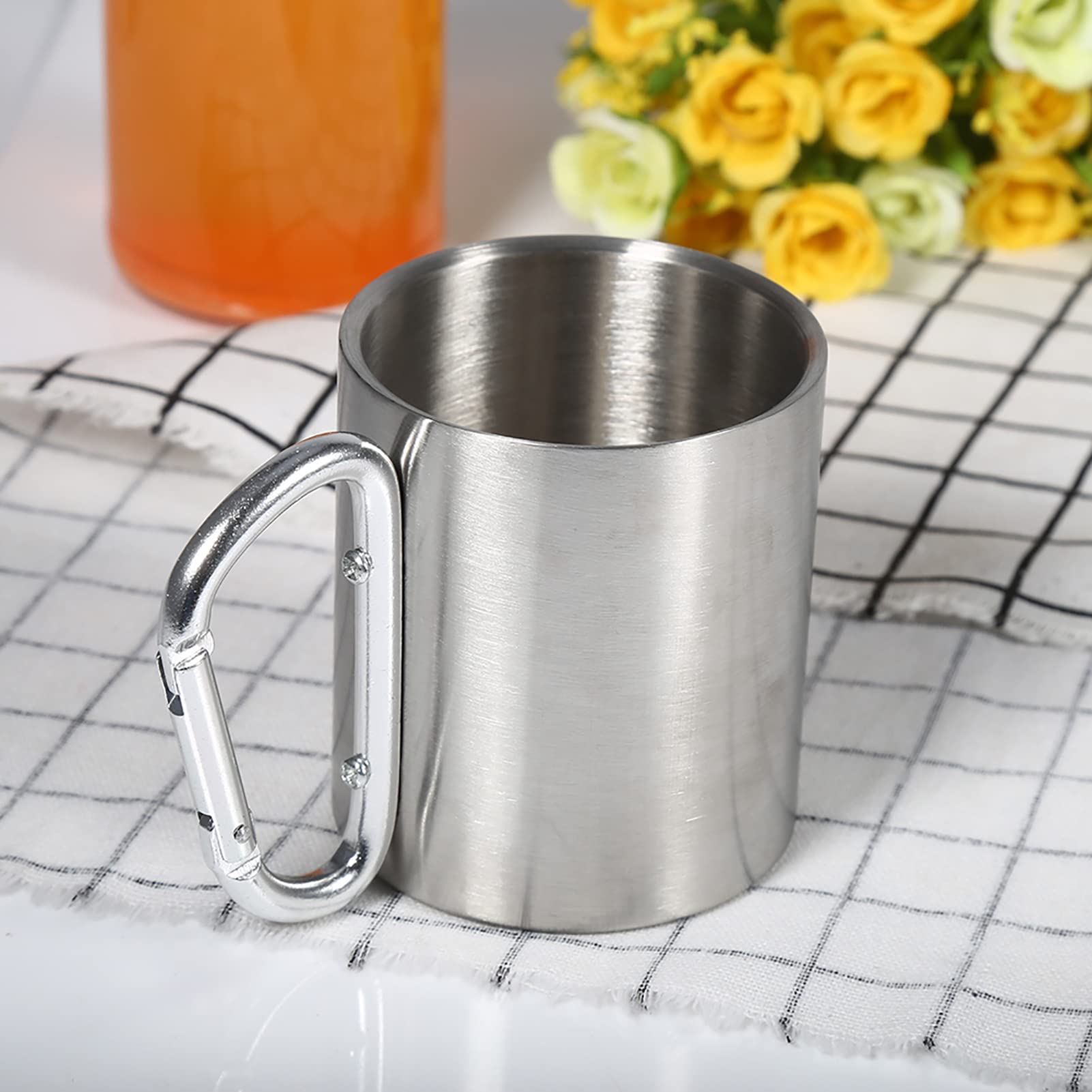 Natudeco Camping Cup Stainless Steel Mug Stainless Steel Travel Mug with Handle Camping Mug for Backpacking Camping Picnics Shopping Outdoor Activities