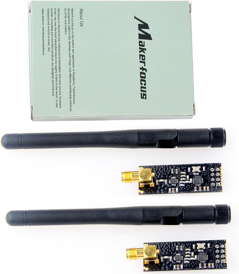 2pcs nRF24L01+PA+LNA Wireless Transceiver RF Transceiver Module 2.4G 1100m with SMA Antenna for Arduino