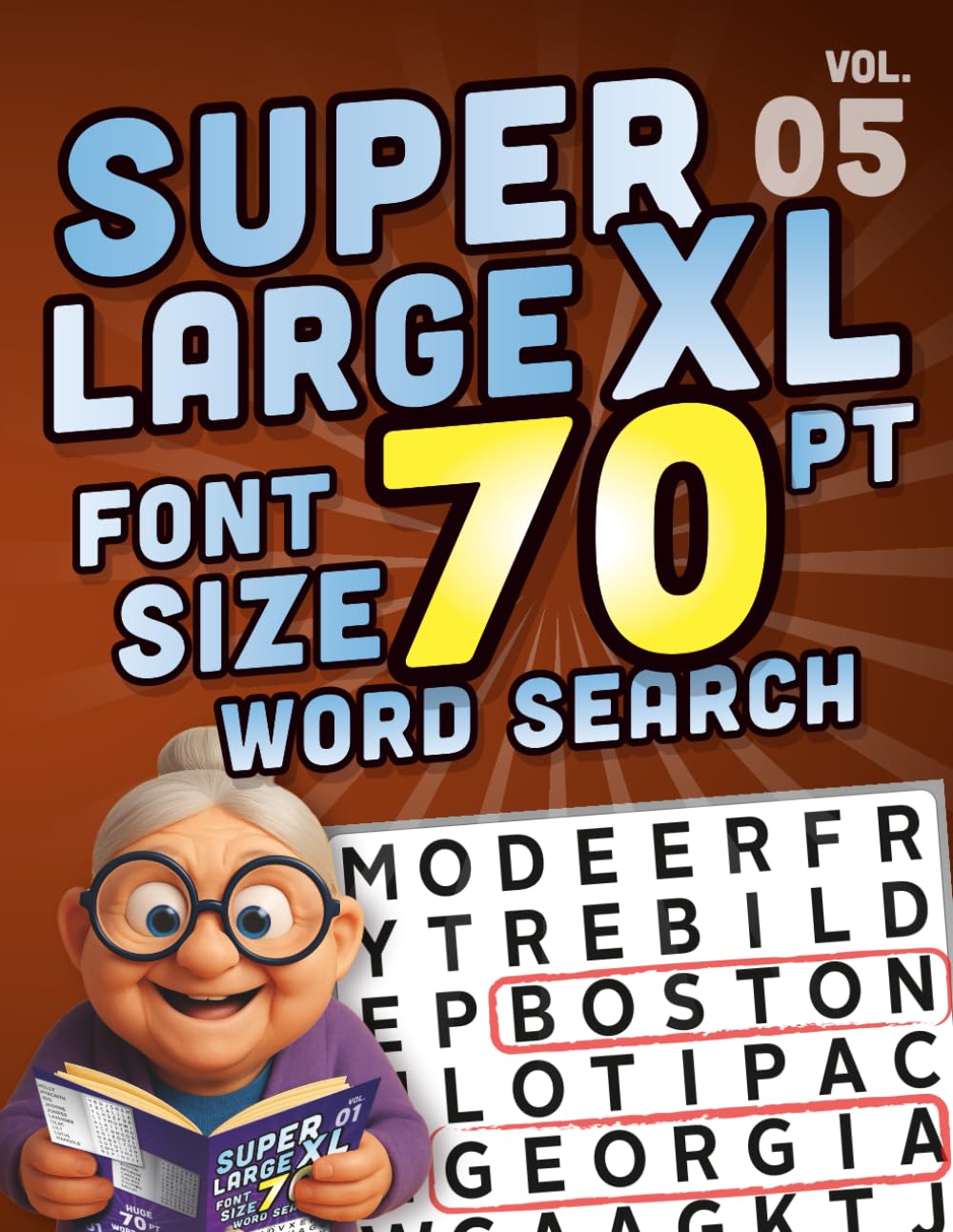 SUPER LARGE XL FONT SIZE 70 pt WORD SEARCH 5: Huge Print Puzzle Book with Giant Letters for the Visually Impaired and Seniors (Themed Superlarge XL 70 pt WordSearch puzzles)