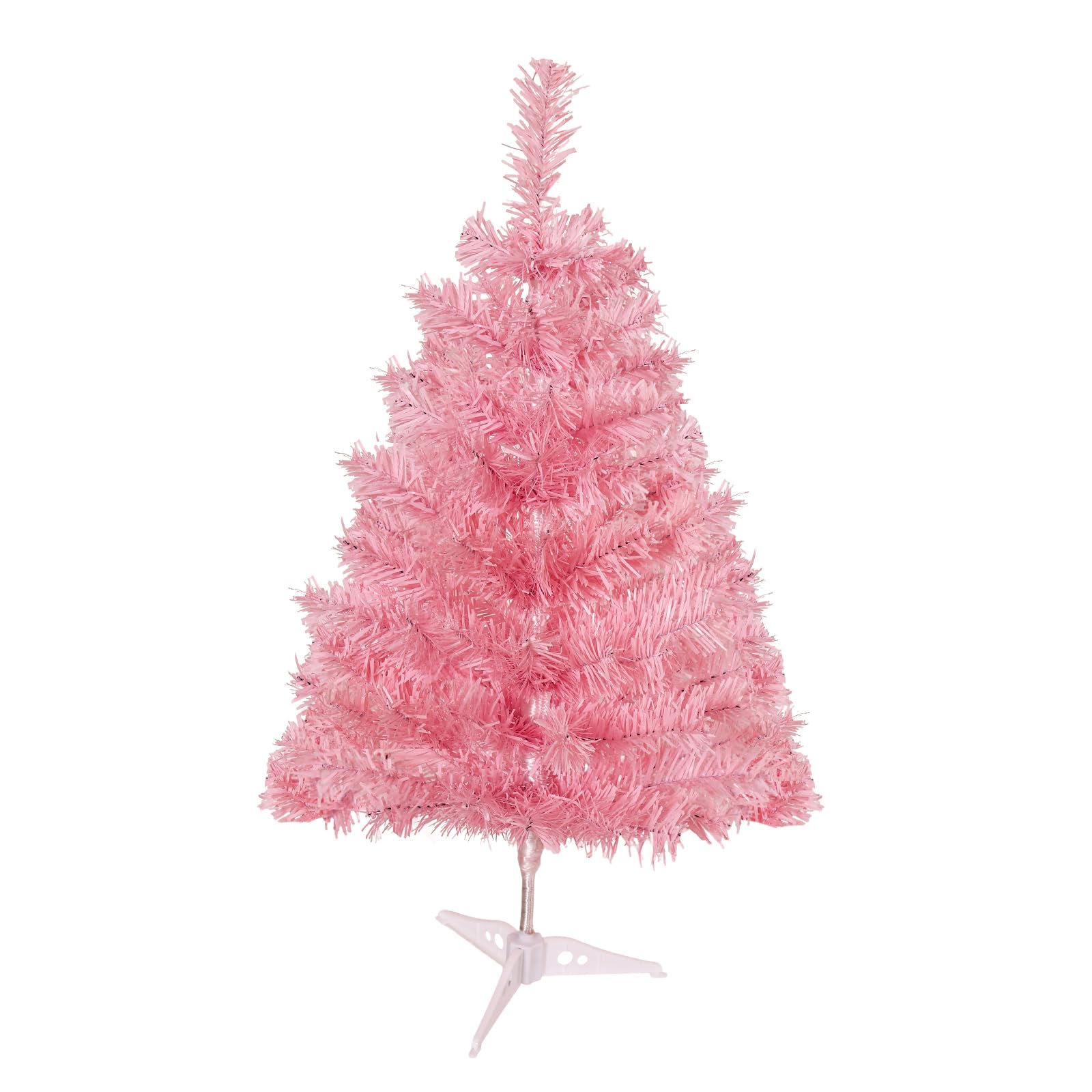 2ft Pink Artificial Christmas Tree,Mini Tabletop Xmas Pine Tree with Plastic Stand for Indoor and Outdoor Decoration