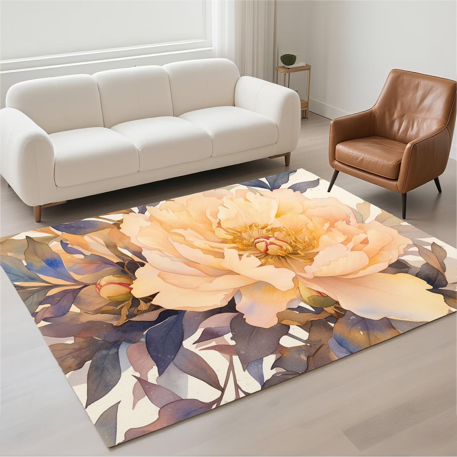 Tapis salon 140x200cm antidérapant résistant aux taches pour salle à manger