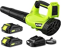 LEAFBLOWER Cordless Electric Leaf Blower: 2x20V Batteries & Charger, 450 CFM 150 MPH, 2 Speeds, Lightweight 3.8lbs for Lawn Patio Cleaning