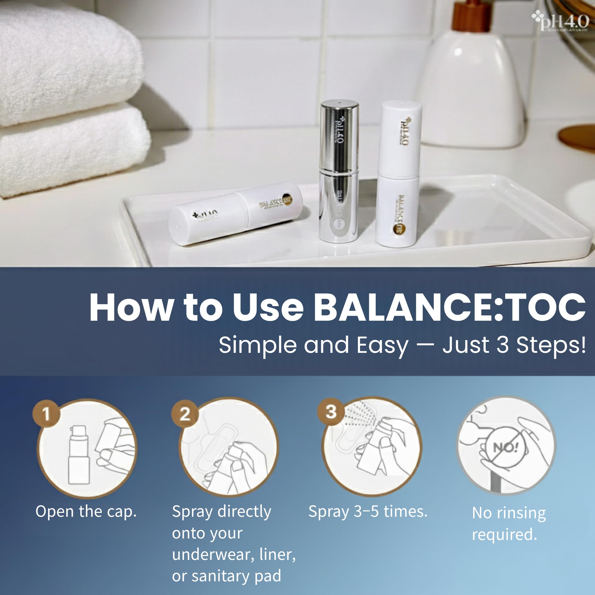 BalanceToc Feminine Probiotic Powder Spray – Gold Edition – Direct Probiotic Y-Zone Care, Odor Control & pH Balance Support, 6.5g(0.23oz) On-the-Go Feminine Freshness