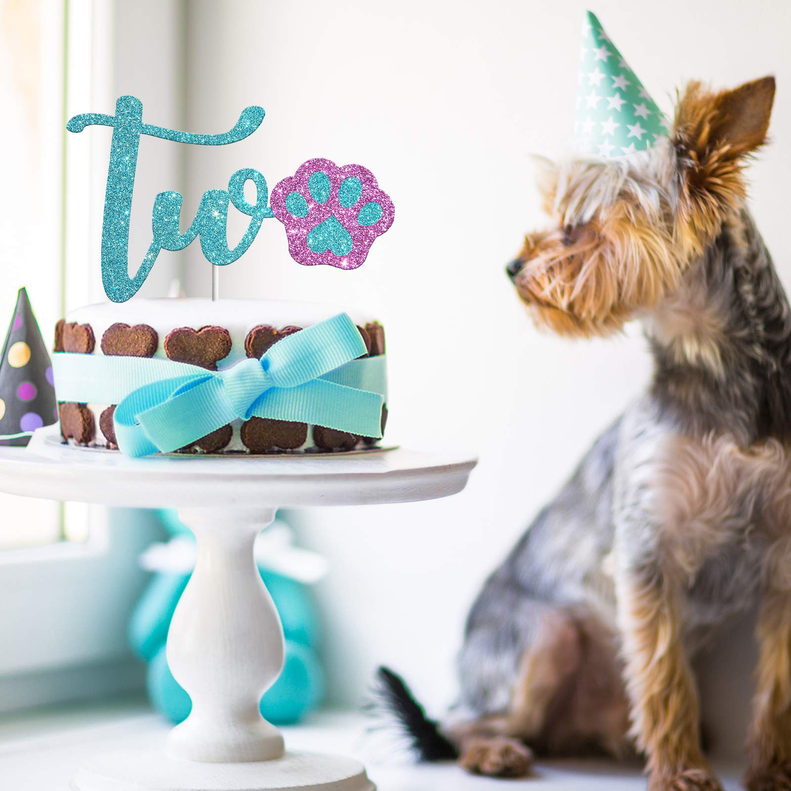 Pancarte Anniversaire 2 Ans Thème Chien Bleu - Décoration Table Fête Enfant Garçon Fille - 9