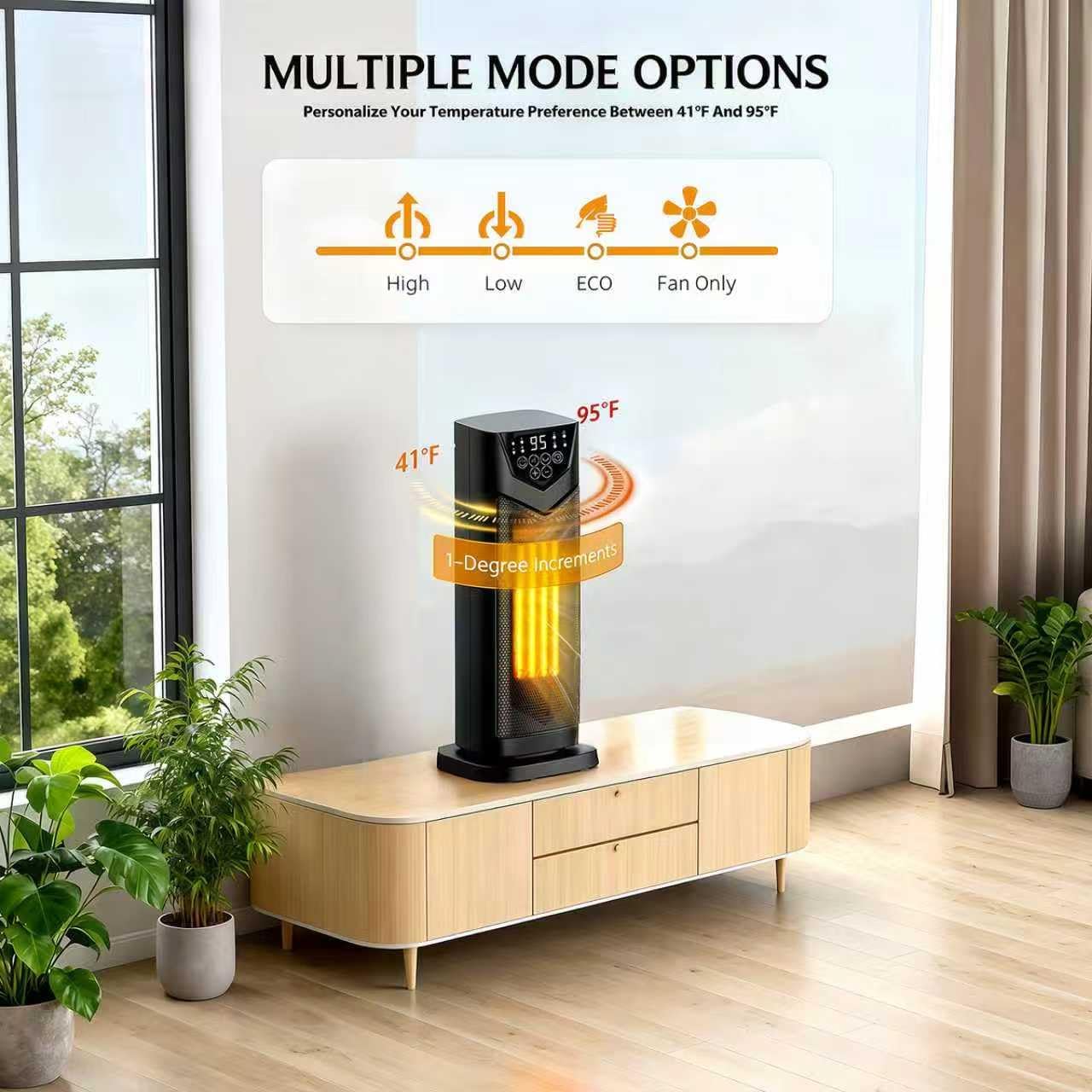 Space Heater, 1500W Electric PTC Ceramic Heater for Indoor Use with Thermostat & 4 Fan Mode, 12H Timer, Remote, 2026 Upgraded Fast & Safety Portable Heat for Bedroom, Living Room